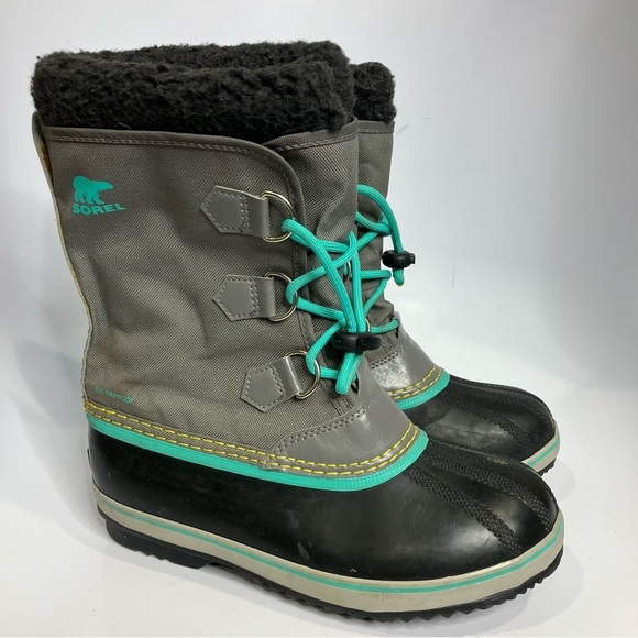 Sorel Other - Sorel Yoot Pac insulated waterproof boots gray, teal youth size 5